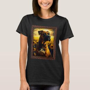 Boxer Painting Sunflower Flower Mom Women Floral T-Shirt