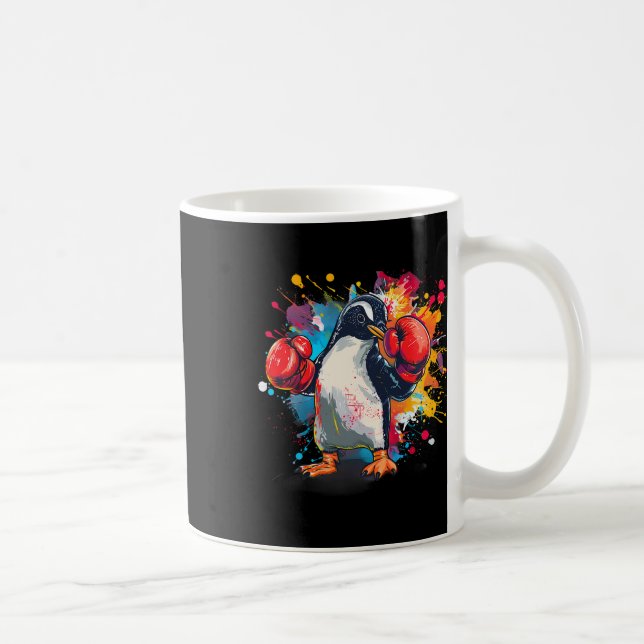 Boxer Penguin With Boxing Gloves Kickboxing Funny  Coffee Mug (Right)