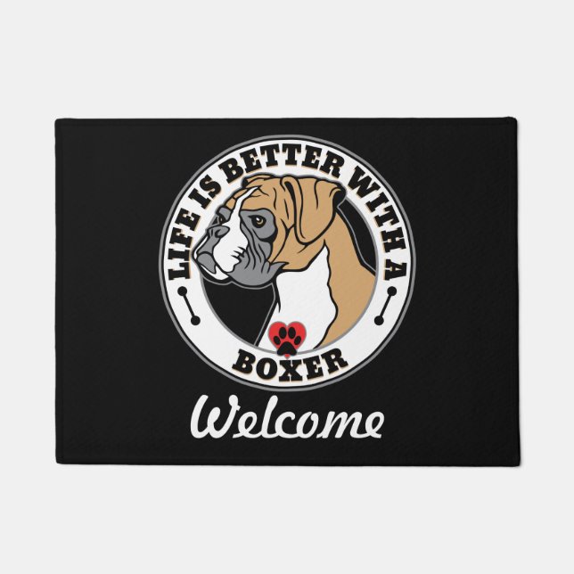 Boxer Personalized Life Is Better With A Boxer Doormat (Front)