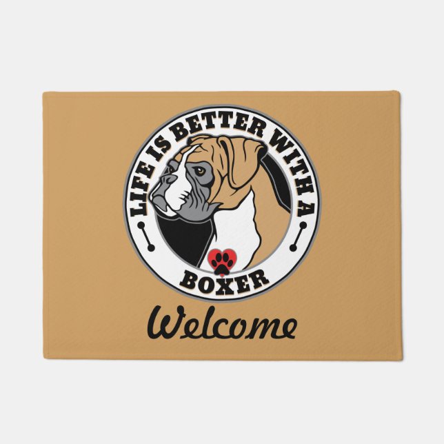 Boxer Personalized Life Is Better With A Boxer Doormat (Front)