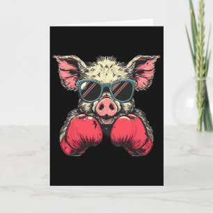 Boxer Pig With Boxing Gloves Kickboxing Funny Boxi Card