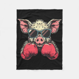 Boxer Pig With Boxing Gloves Kickboxing Funny Boxi Fleece Blanket