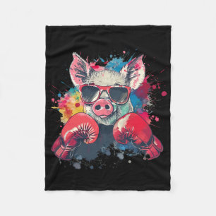 Boxer Pig With Boxing Gloves Kickboxing Funny Boxi Fleece Blanket
