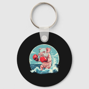Boxer Pig With Boxing Gloves Kickboxing Funny Boxi Keychain