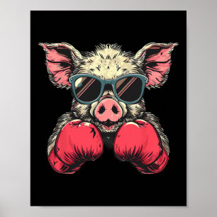 Boxer Pig With Boxing Gloves Kickboxing Funny Boxi Poster