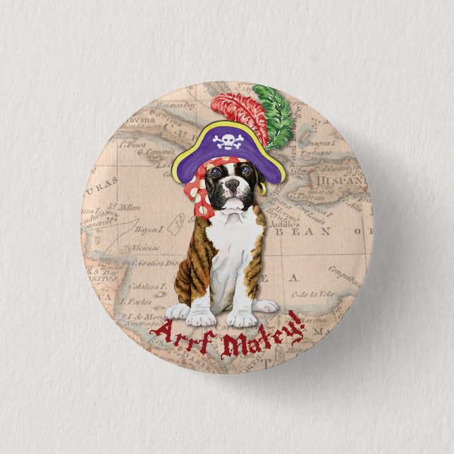 Boxer Pirate 1 Inch Round Button (Front)
