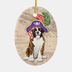 Boxer Pirate Ceramic Ornament