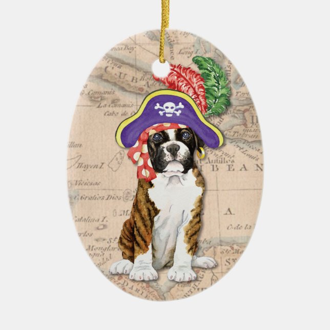 Boxer Pirate Ceramic Ornament (Front)