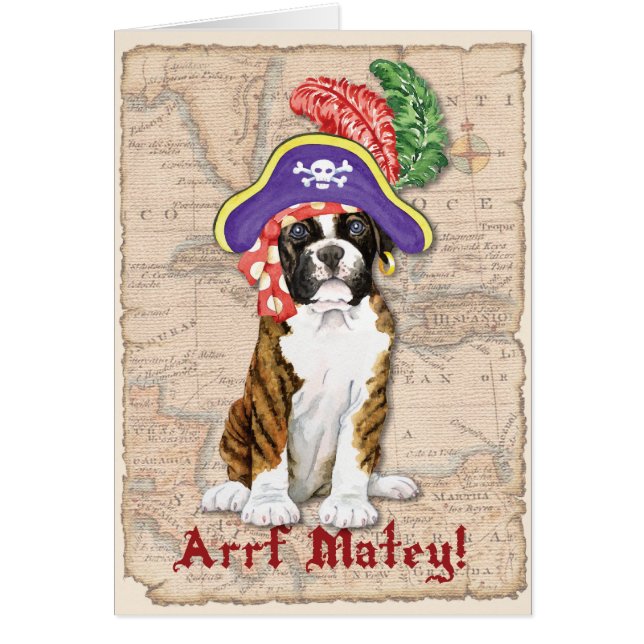 Boxer Pirate Greeting Card (Front)