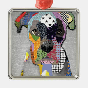 Boxer Portrait Metal Ornament