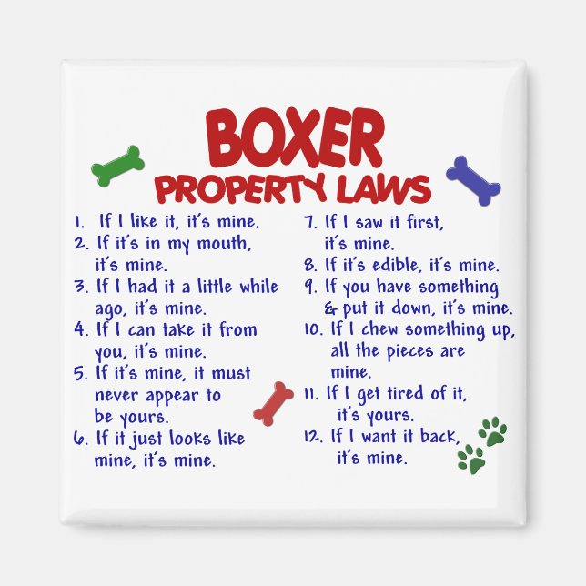 Boxer Property Laws 2 Magnet (Front)
