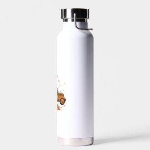 Boxer Pumpkins Truck Autumn Leaf Fall thanksgiving Water Bottle