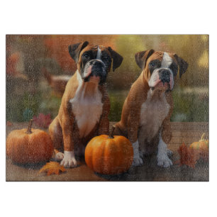 Boxer Puppy Autumn Delight Pumpkin  Cutting Board