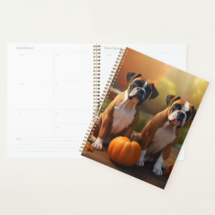 Boxer Puppy Autumn Delight Pumpkin  Planner
