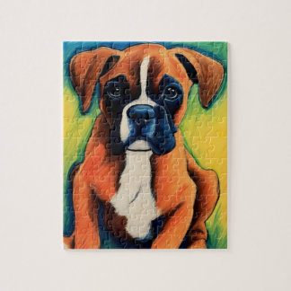 Boxer puppy crayon art puzzle gift idea