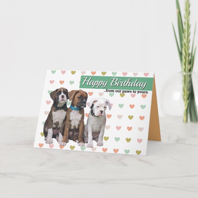 Boxer Puppy Dog Cards - Personalized Birthday Card (Front)