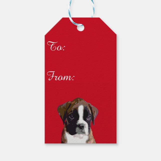 Boxer puppy dog gift tags (Front)
