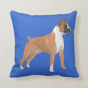 Boxer Puppy Dog Graphic Blue Designer Pillow