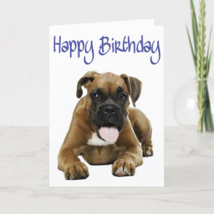 Boxer Puppy Dog  Happy Birthday Card  - Verse