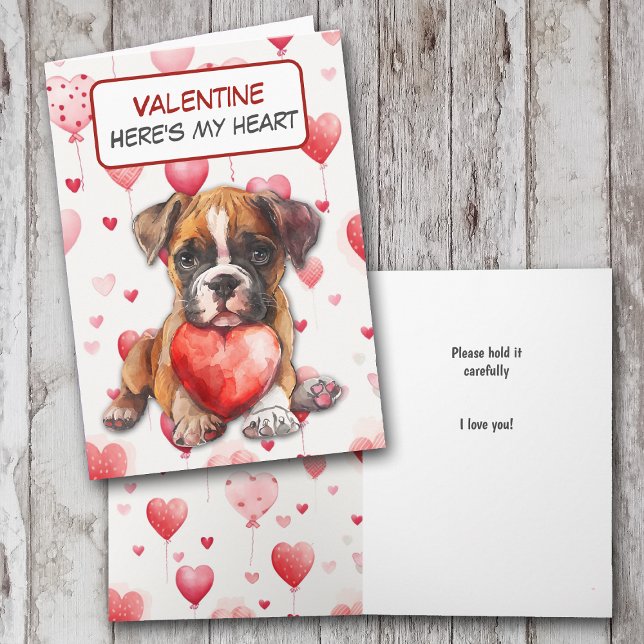 Boxer Puppy Hold My Heart Valentine Card (Creator Uploaded)