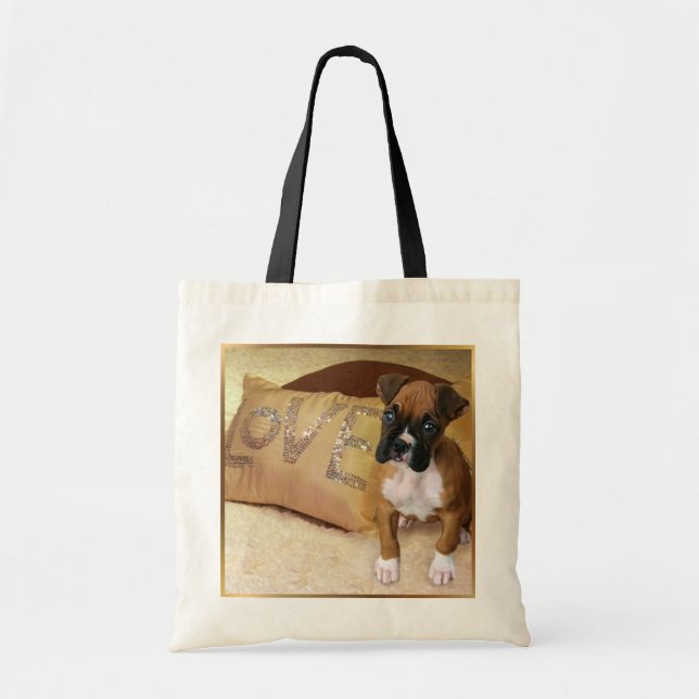 Boxer puppy love tote bag (Front)