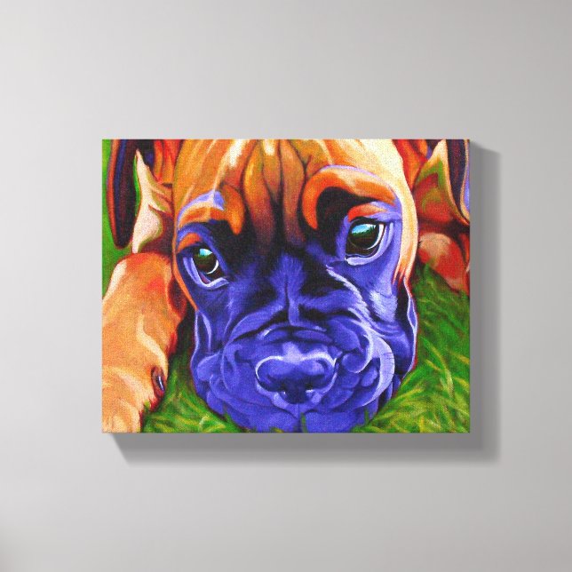 Boxer Puppy on Wrapped Canvas (Front)