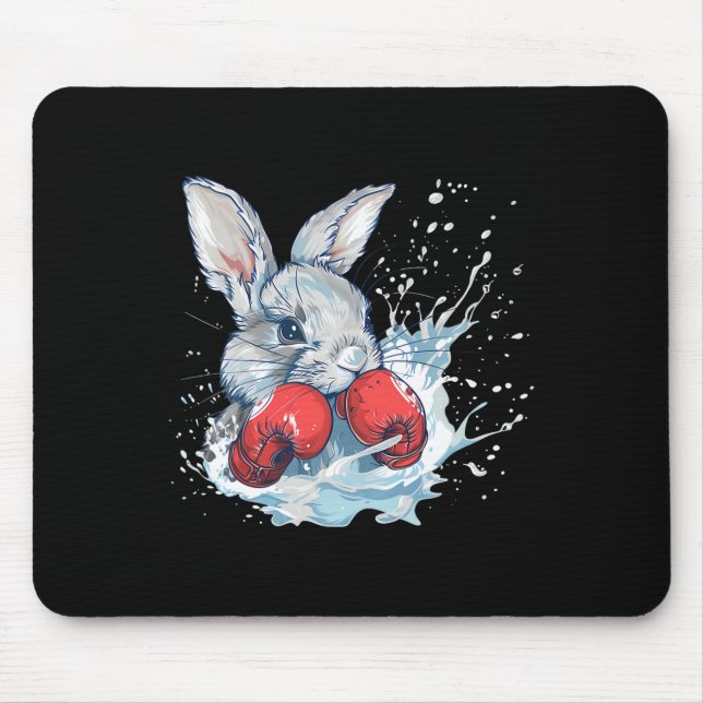 Boxer Rabbit With Boxing Gloves Kickboxing Funny B Mouse Pad (Front)
