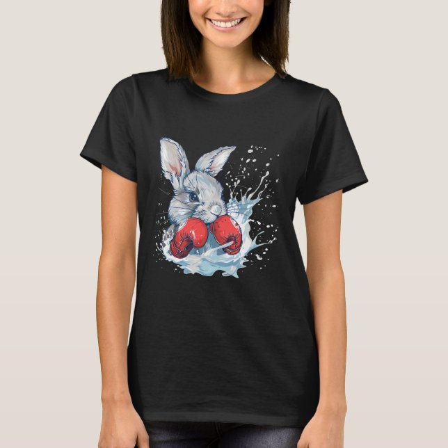 Boxer Rabbit With Boxing Gloves Kickboxing Funny B T-Shirt (Front)