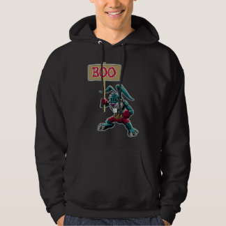 Boxer Rabbit with Sign Boo Halloween Statement Hoodie