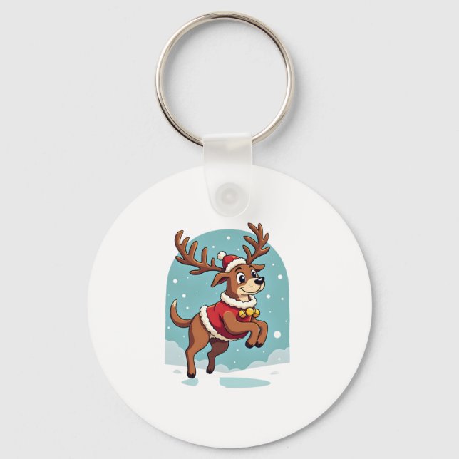 Boxer Reindeer Dash Keychain (Front)