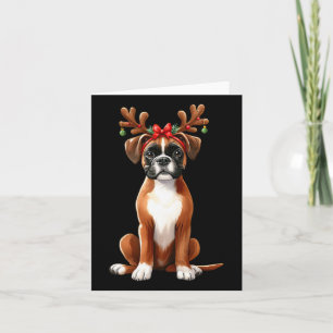 Boxer Reindeer Santa Hat Xmas Lights Christmas Xma Card
