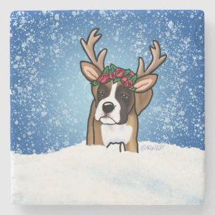 Boxer Reindeer Stone Coaster