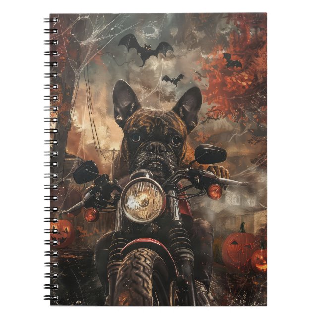 Boxer Riding Motorcycle Halloween Scary  Notebook (Front)