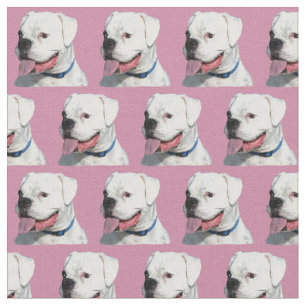Boxer rose blanc chien artisanat tissu de coton