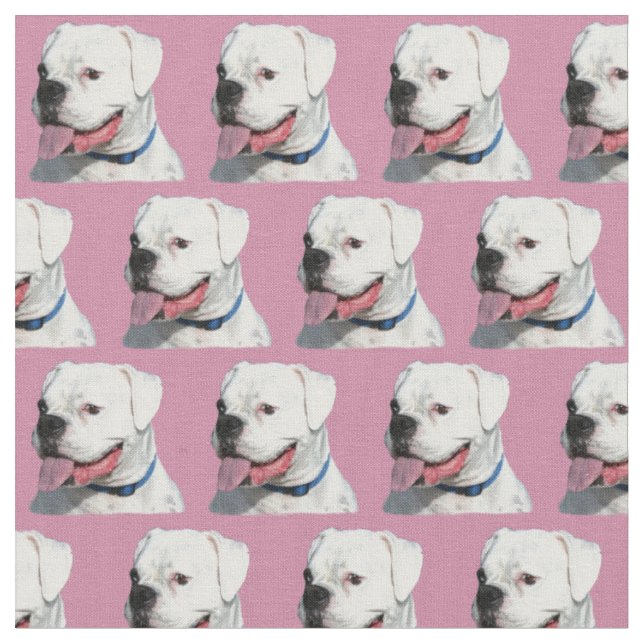Boxer rose blanc chien artisanat tissu de coton (Fermer)