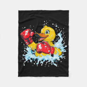 Boxer Rubber Duck With Boxing Gloves Kickboxing Fu Fleece Blanket