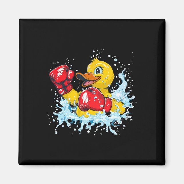 Boxer Rubber Duck With Boxing Gloves Kickboxing Fu Magnet (Front)