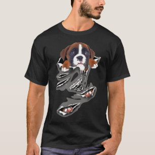 Boxer Scratch Dog Torn Dog Pocket T-Shirt