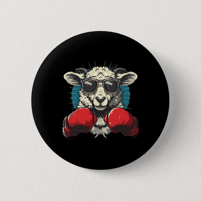 Boxer Sheep With Boxing Gloves Kickboxing Funny Bo 2 Inch Round Button (Front)