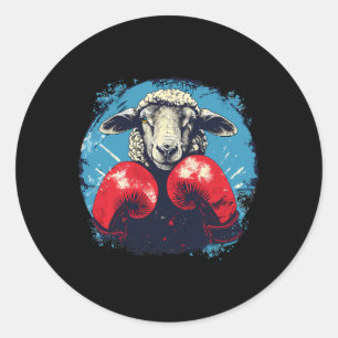 Boxer Sheep With Boxing Gloves Kickboxing Funny Bo Classic Round Sticker
