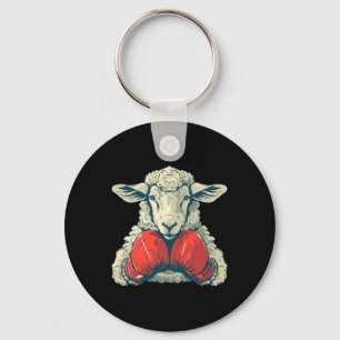 Boxer Sheep With Boxing Gloves Kickboxing Funny Bo Keychain