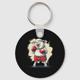 Boxer Sheep With Boxing Gloves Kickboxing Funny Bo Keychain