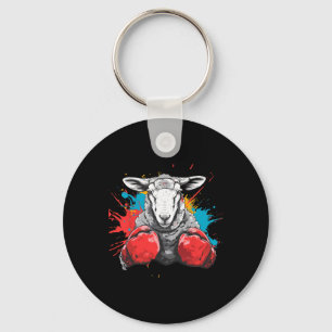 Boxer Sheep With Boxing Gloves Kickboxing Funny Bo Keychain