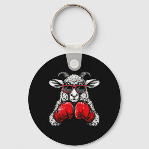 Boxer Sheep With Boxing Gloves Kickboxing Funny Bo Keychain