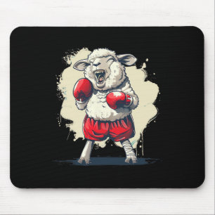 Boxer Sheep With Boxing Gloves Kickboxing Funny Bo Mouse Pad