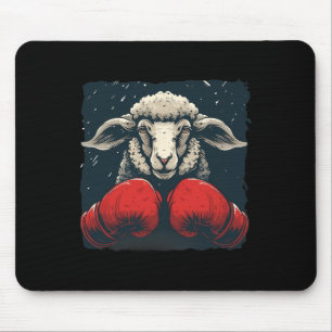 Boxer Sheep With Boxing Gloves Kickboxing Funny Bo Mouse Pad