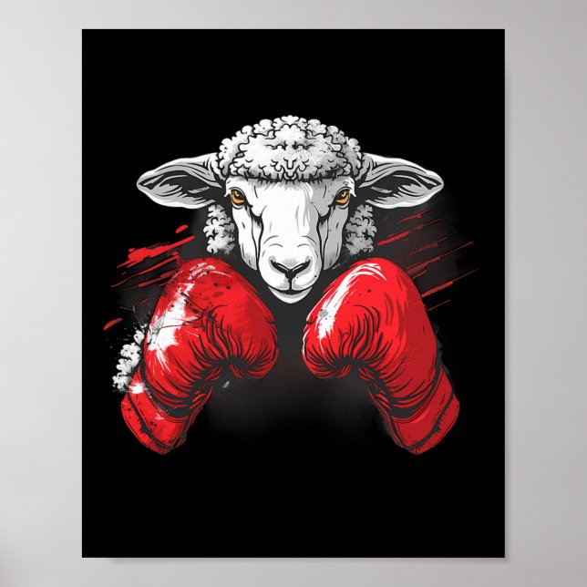 Boxer Sheep With Boxing Gloves Kickboxing Funny Bo Poster (Front)