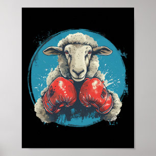 Boxer Sheep With Boxing Gloves Kickboxing Funny Bo Poster