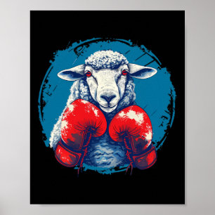 Boxer Sheep With Boxing Gloves Kickboxing Funny Bo Poster