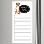 Boxer Shopping List Magnetic Notepad<br><div class="desc">Adorable things to fetch Boxer dog with a black chalkboard frame personalized with your name.</div>